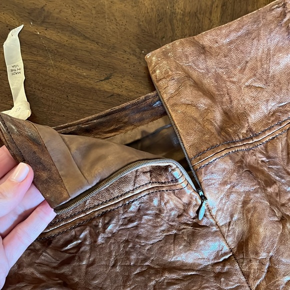 Brown Leather Mini Skirt Sz 0 Bailey 44 - Picture 10 of 10